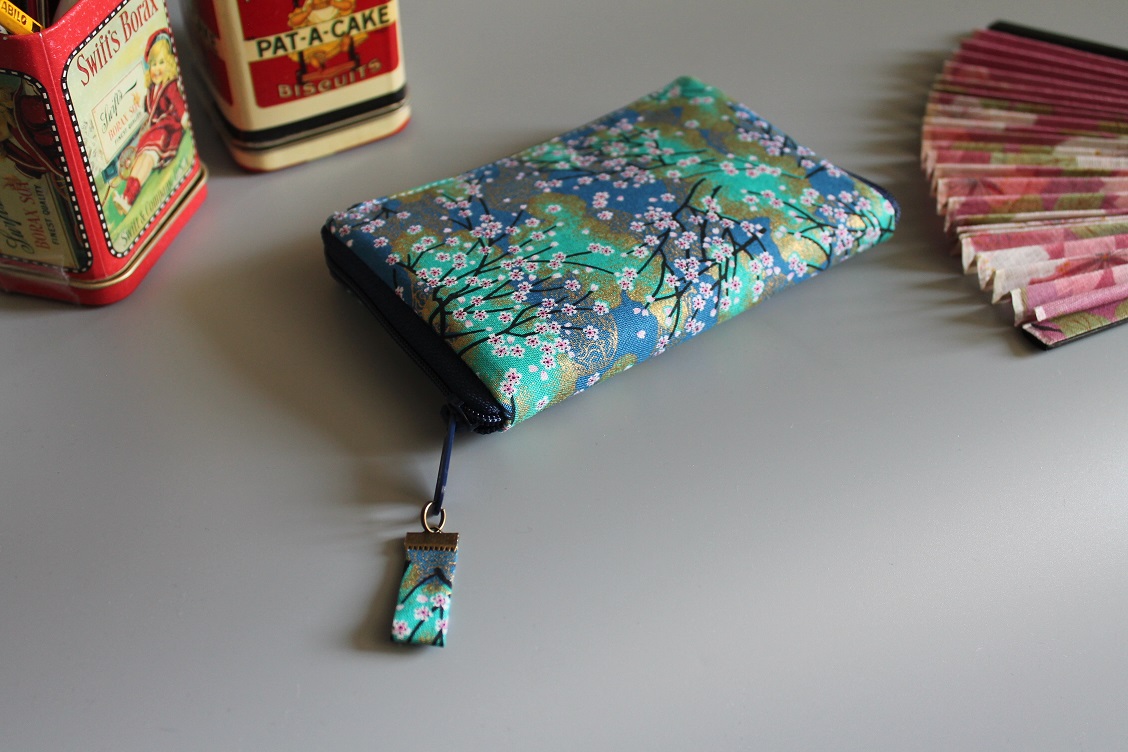 Portefeuille porte-monnaie zipp -  Akina turquoise - bleu - dor - porte-carte - porte-monnaie